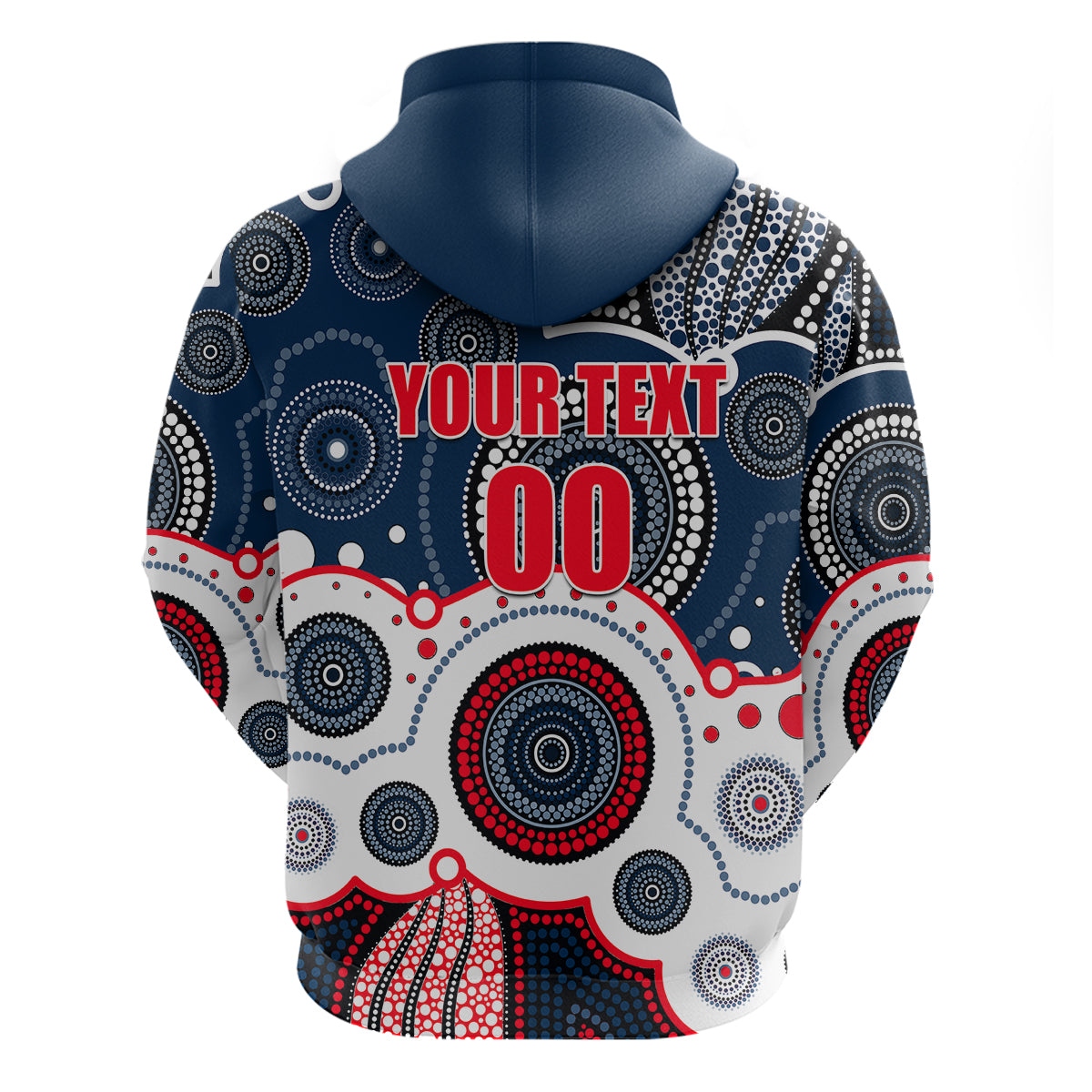 (Custom Personalised And Number) Roosters NRL Hoodie Aboriginal Patterns LT6 - Vibe Hoodie Shop