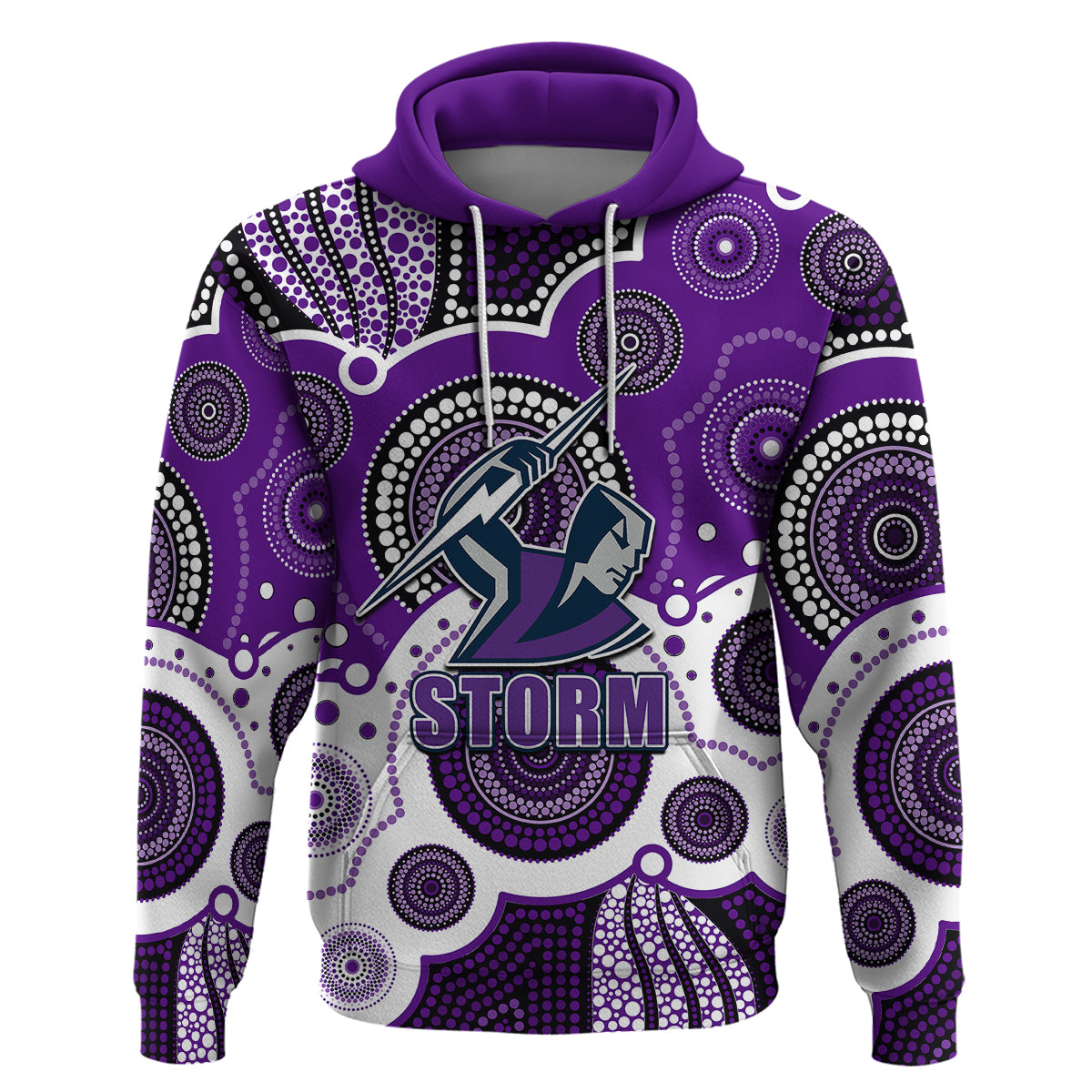 (Custom Personalised And Number) STORM NRL Hoodie Aboriginal Patterns LT6 - Vibe Hoodie Shop