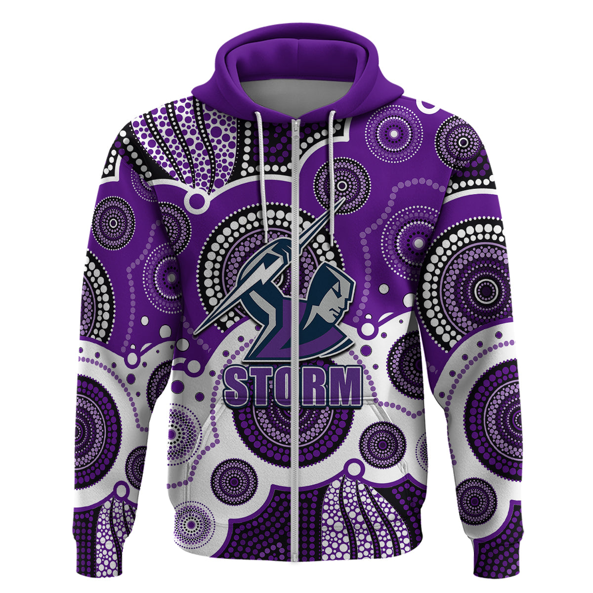 (Custom Personalised And Number) STORM NRL Hoodie Aboriginal Patterns LT6 - Vibe Hoodie Shop