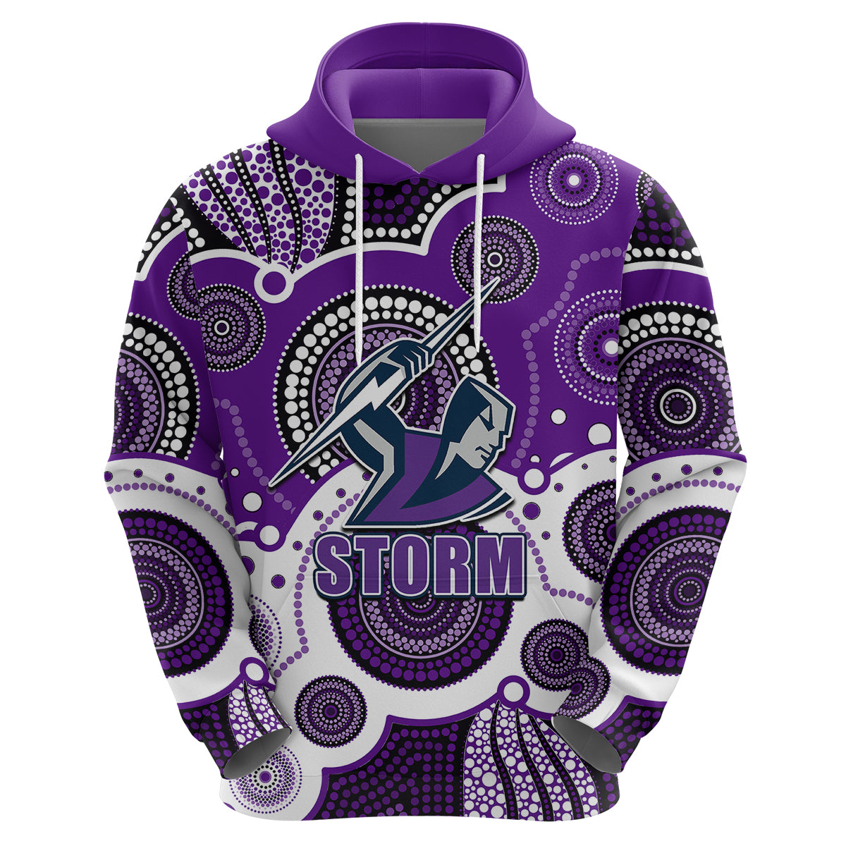 (Custom Personalised And Number) STORM NRL Hoodie Aboriginal Patterns LT6 - Vibe Hoodie Shop