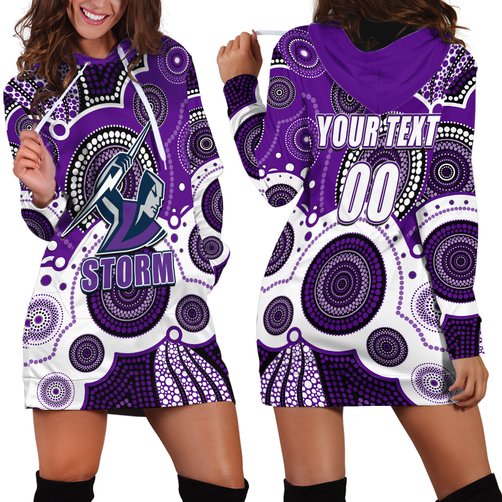 (Custom Personalised And Number) STORM NRL Hoodie Dress Aboriginal Patterns - Vibe Hoodie Shop