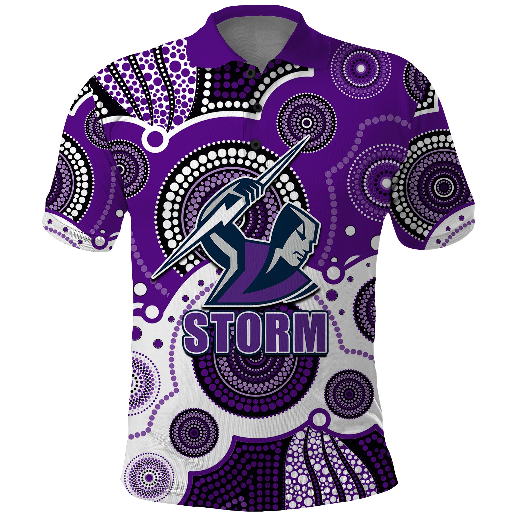 (Custom Personalised And Number) STORM NRL Polo Shirt Aboriginal Patterns - Vibe Hoodie Shop