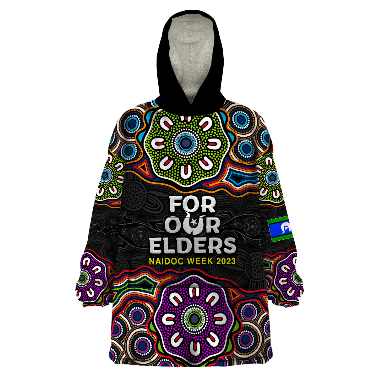 NAIDOC 2023 Wearable Blanket Hoodie Aboriginal Tribal Coloful - Vibe Hoodie Shop