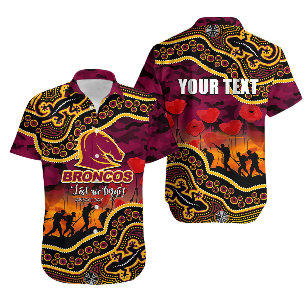 (Custom Personalised) Anzac Day NRL - Broncos Hawaiian Shirt Aboriginal Lizard Patterns - Vibe Hoodie Shop