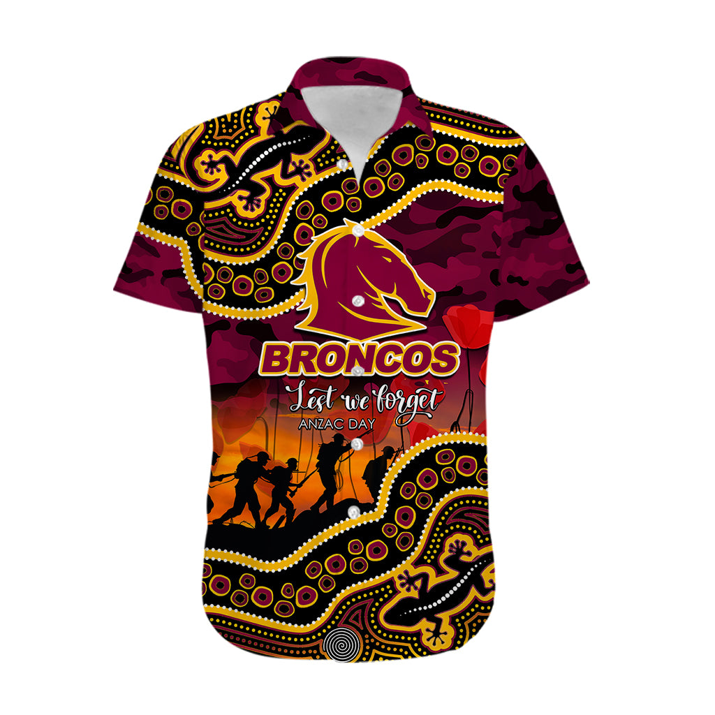 (Custom Personalised) Anzac Day NRL - Broncos Hawaiian Shirt Aboriginal Lizard Patterns - Vibe Hoodie Shop