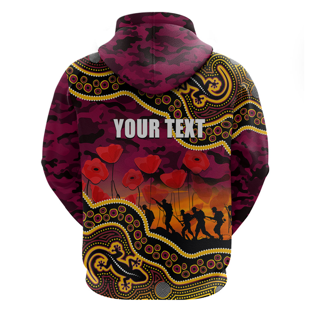 (Custom Personalised) Anzac Day NRL - Broncos Hoodie Aboriginal Lizard Patterns LT6 - Vibe Hoodie Shop