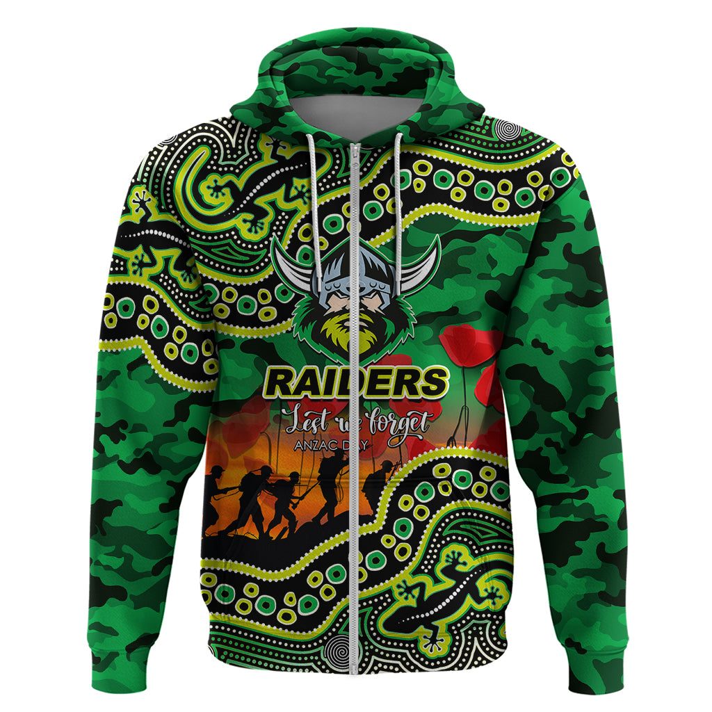 (Custom Personalised) Anzac Day NRL - Raiders Hoodie Aboriginal Lizard Patterns LT6 - Vibe Hoodie Shop