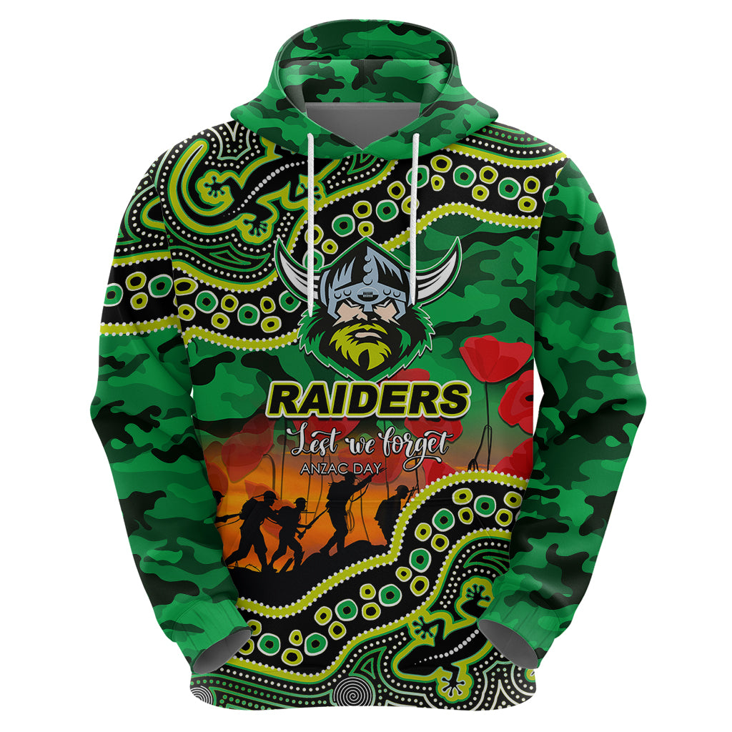 (Custom Personalised) Anzac Day NRL - Raiders Hoodie Aboriginal Lizard Patterns LT6 - Vibe Hoodie Shop