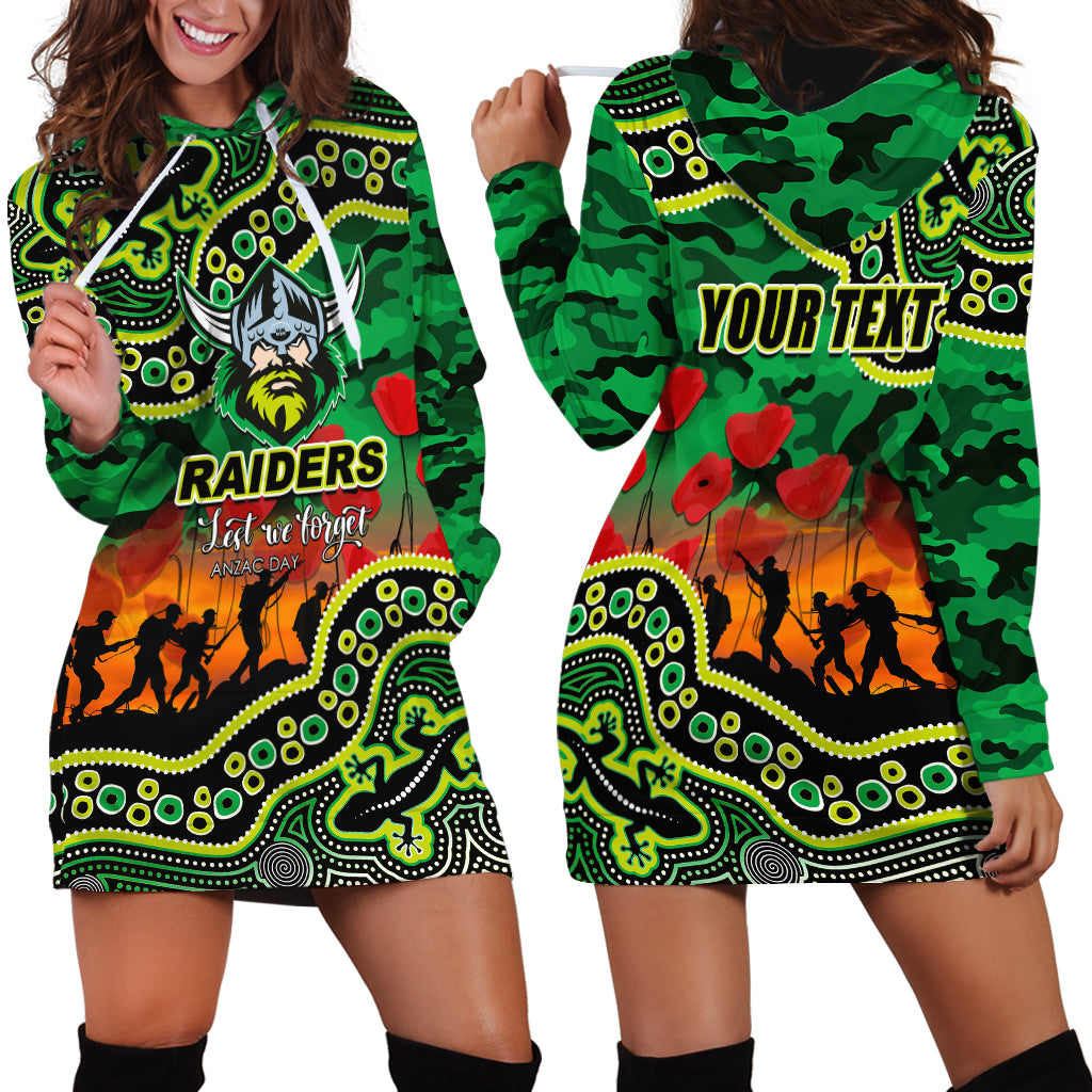 (Custom Personalised) Anzac Day NRL - Raiders Hoodie Dress Aboriginal Lizard Patterns - Vibe Hoodie Shop