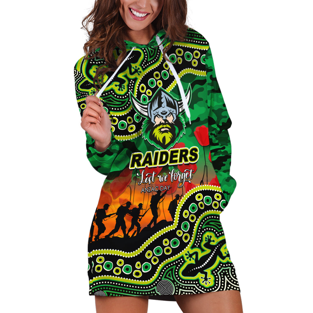 (Custom Personalised) Anzac Day NRL - Raiders Hoodie Dress Aboriginal Lizard Patterns - Vibe Hoodie Shop