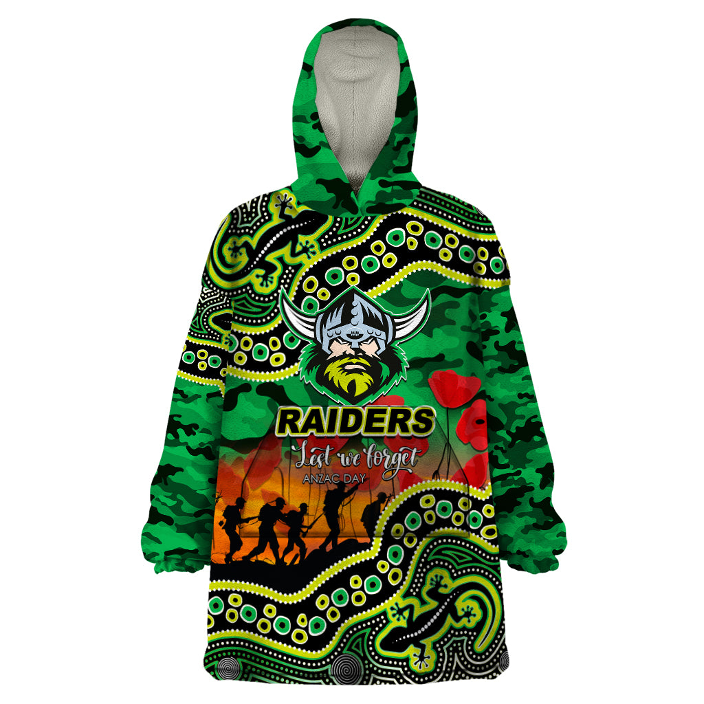 (Custom Personalised) Anzac Day NRL - Raiders Wearable Blanket Hoodie Aboriginal Lizard Patterns - Vibe Hoodie Shop