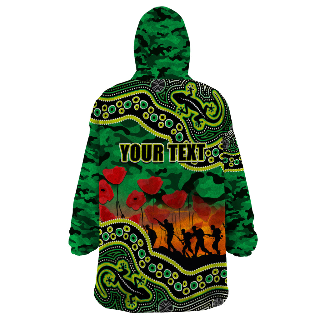 (Custom Personalised) Anzac Day NRL - Raiders Wearable Blanket Hoodie Aboriginal Lizard Patterns - Vibe Hoodie Shop