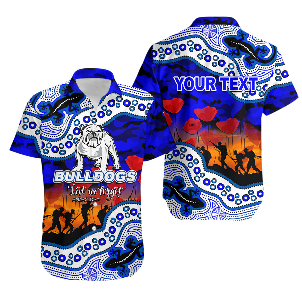 (Custom Personalised) Anzac Day NRL - Bulldogs Hawaiian Shirt Aboriginal Lizard Patterns - Vibe Hoodie Shop