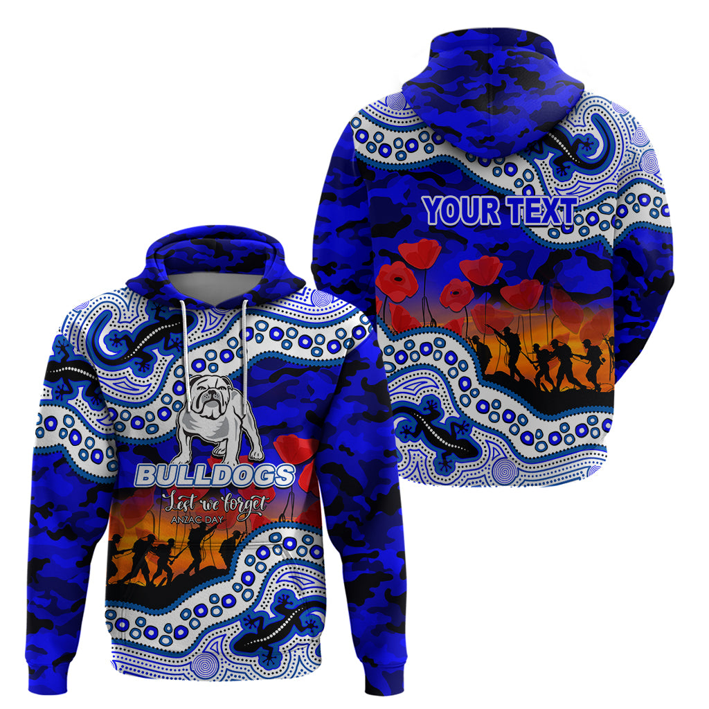 (Custom Personalised) Anzac Day NRL - Bulldogs Hoodie Aboriginal Lizard Patterns LT6 - Vibe Hoodie Shop