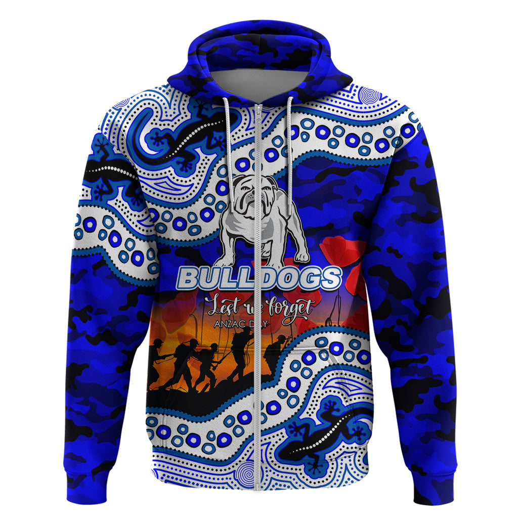 (Custom Personalised) Anzac Day NRL - Bulldogs Hoodie Aboriginal Lizard Patterns LT6 - Vibe Hoodie Shop