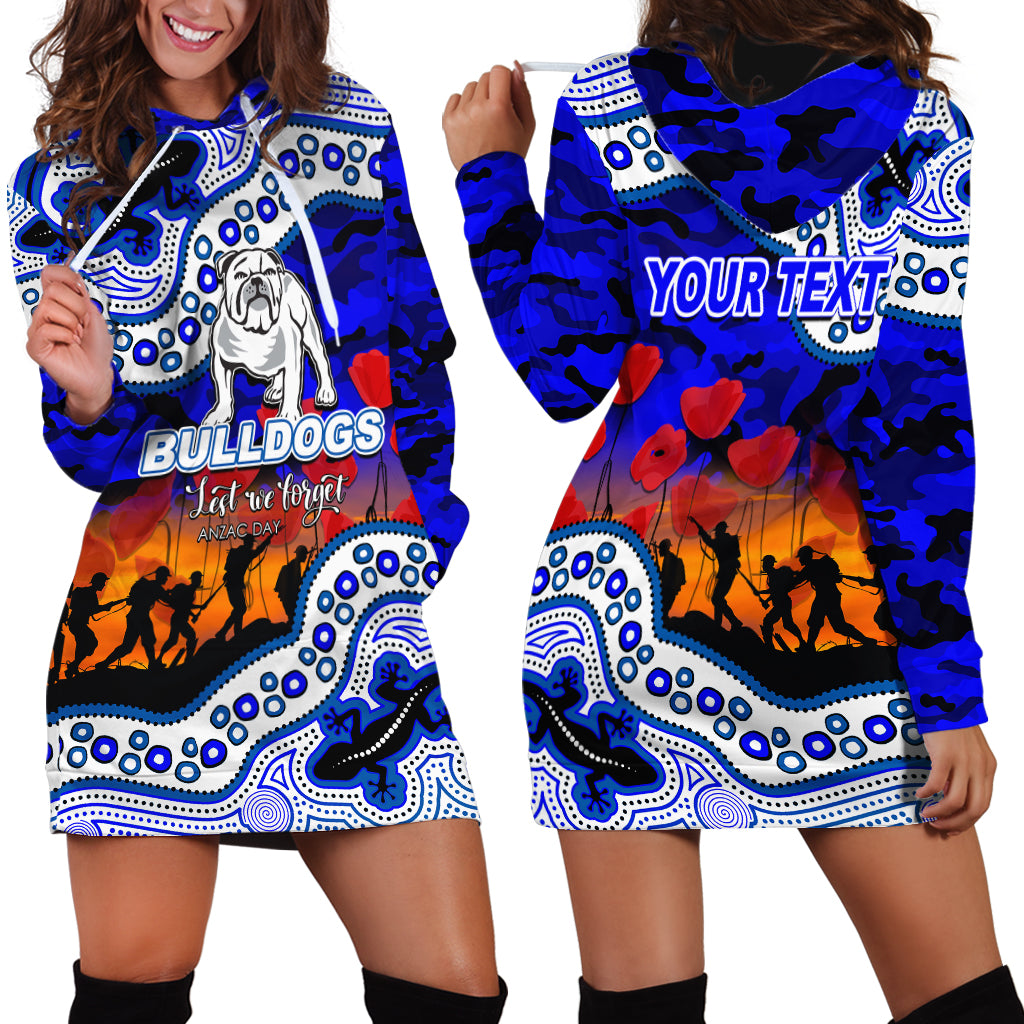 (Custom Personalised) Anzac Day NRL - Bulldogs Hoodie Dress Aboriginal Lizard Patterns - Vibe Hoodie Shop