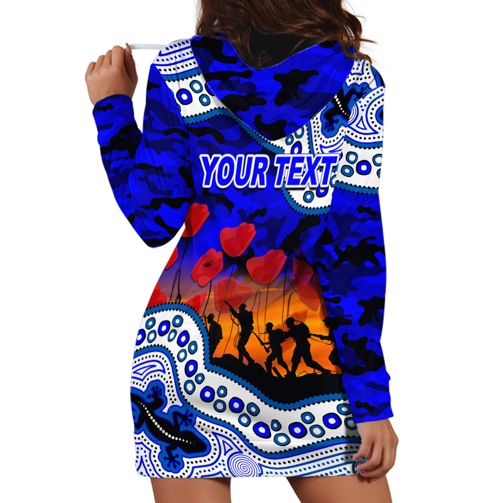 (Custom Personalised) Anzac Day NRL - Bulldogs Hoodie Dress Aboriginal Lizard Patterns - Vibe Hoodie Shop