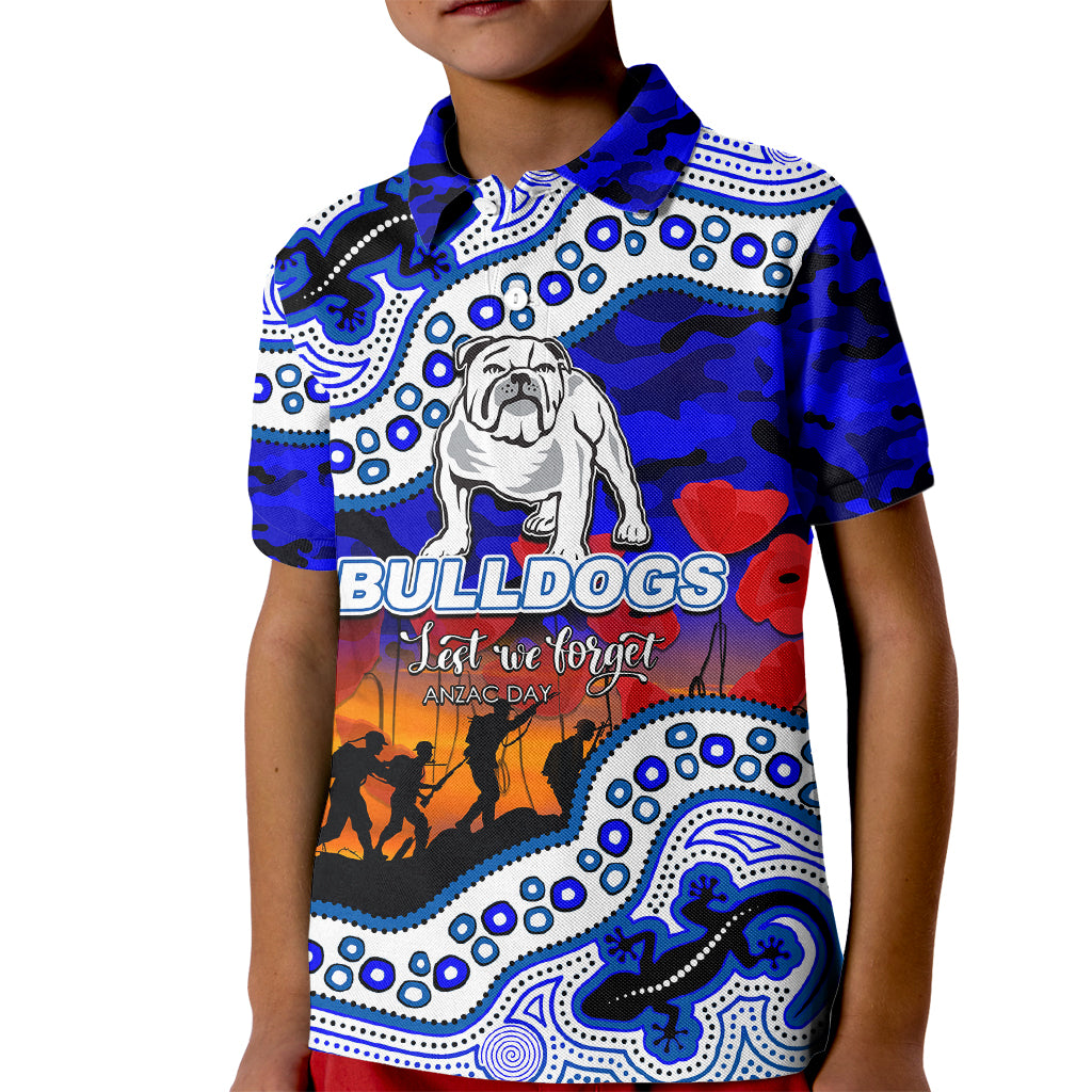 (Custom Personalised) Anzac Day NRL - Bulldogs Kid Polo Shirt Aboriginal Lizard Patterns - Vibe Hoodie Shop