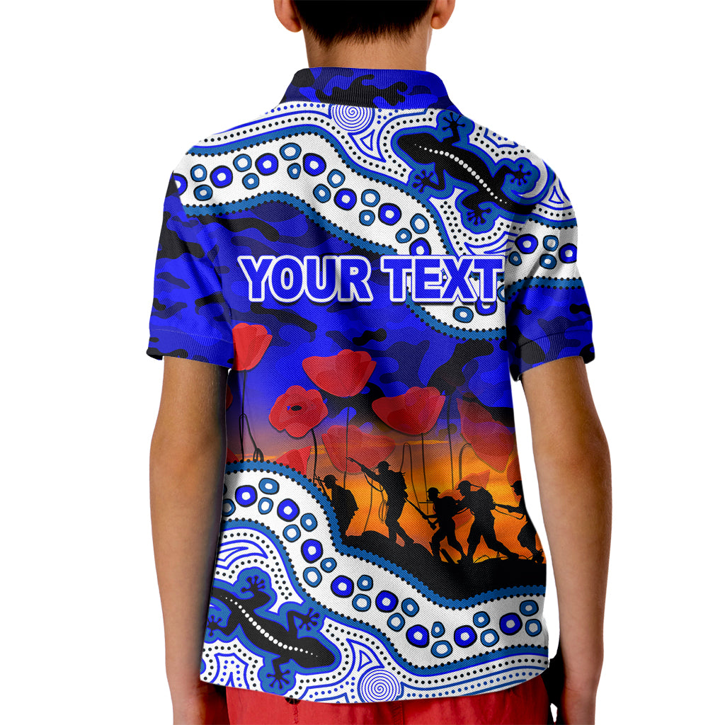 (Custom Personalised) Anzac Day NRL - Bulldogs Kid Polo Shirt Aboriginal Lizard Patterns - Vibe Hoodie Shop