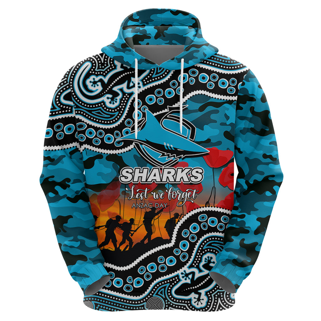 (Custom Personalised) Anzac Day NRL - Sharks Hoodie Aboriginal Lizard Patterns LT6 - Vibe Hoodie Shop