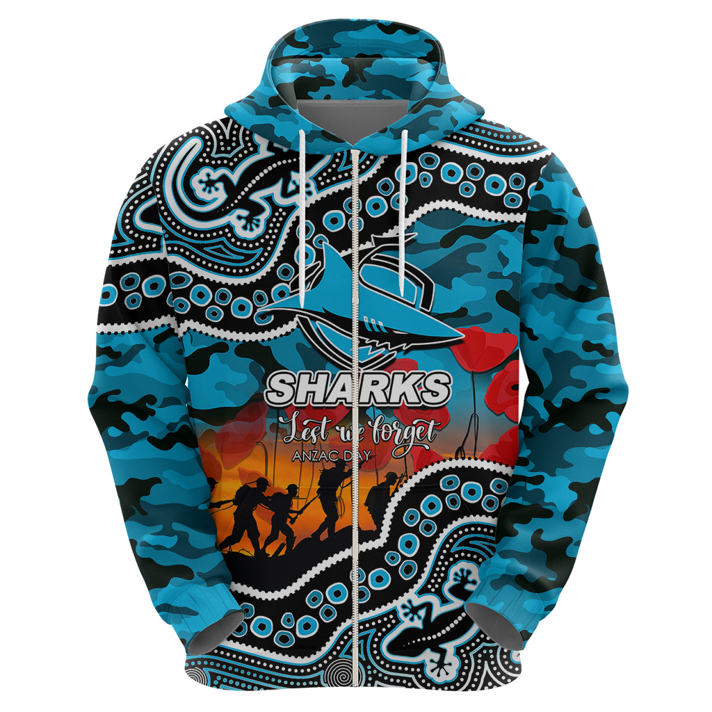 (Custom Personalised) Anzac Day NRL - Sharks Hoodie Aboriginal Lizard Patterns LT6 - Vibe Hoodie Shop