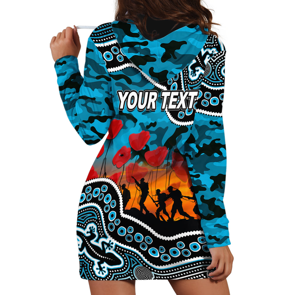 (Custom Personalised) Anzac Day NRL - Sharks Hoodie Dress Aboriginal Lizard Patterns - Vibe Hoodie Shop