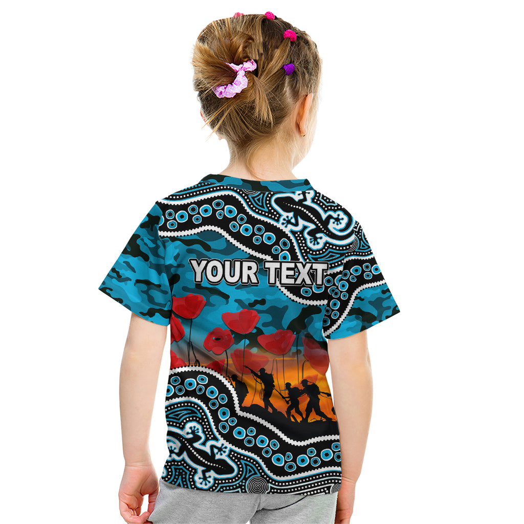 (Custom Personalised) Anzac Day NRL - Sharks Kid T Shirt Aboriginal Lizard Patterns - Vibe Hoodie Shop