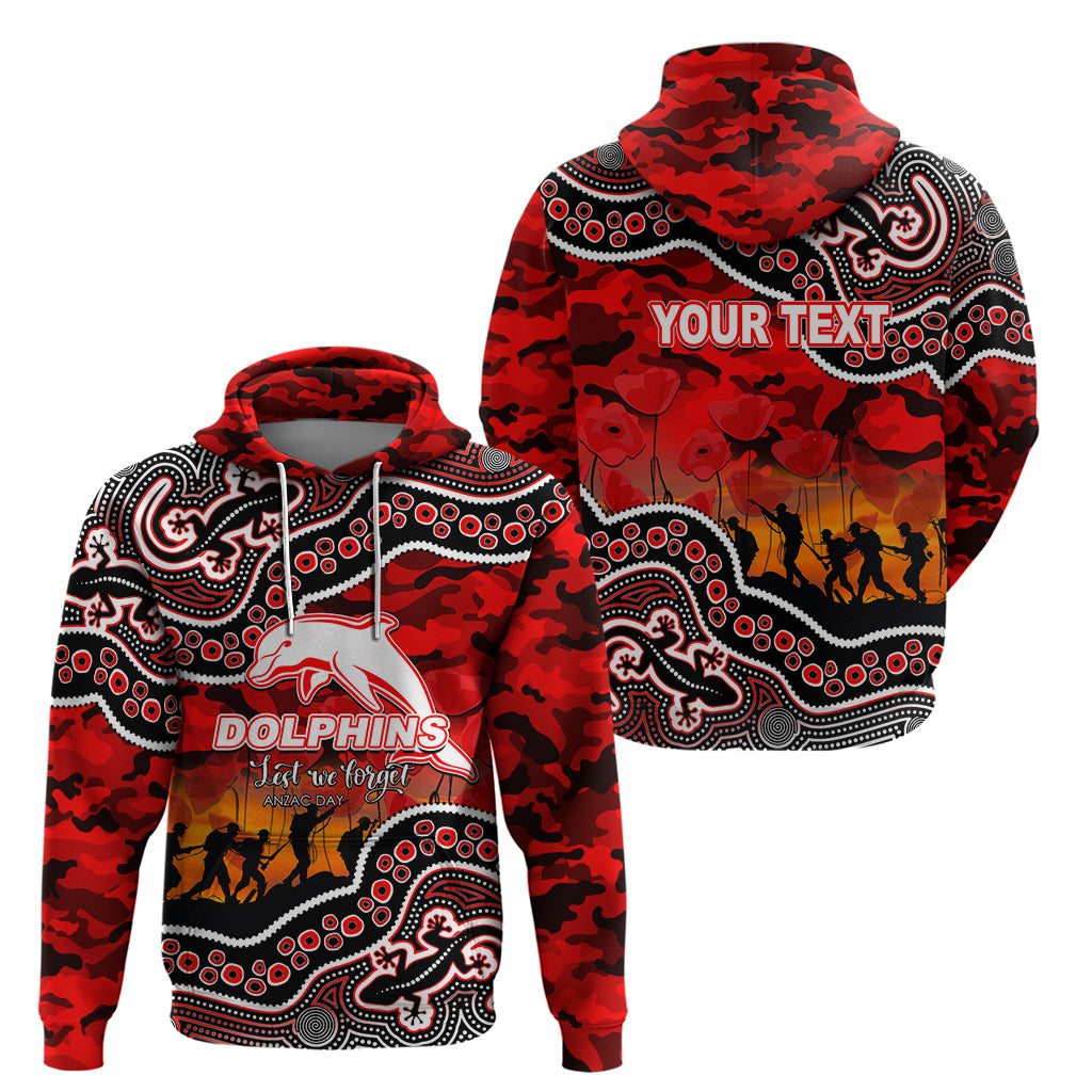 (Custom Personalised) Anzac Day NRL - Dolphins Hoodie Aboriginal Lizard Patterns LT6 - Vibe Hoodie Shop