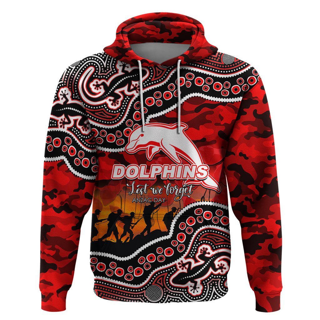 (Custom Personalised) Anzac Day NRL - Dolphins Hoodie Aboriginal Lizard Patterns LT6 - Vibe Hoodie Shop