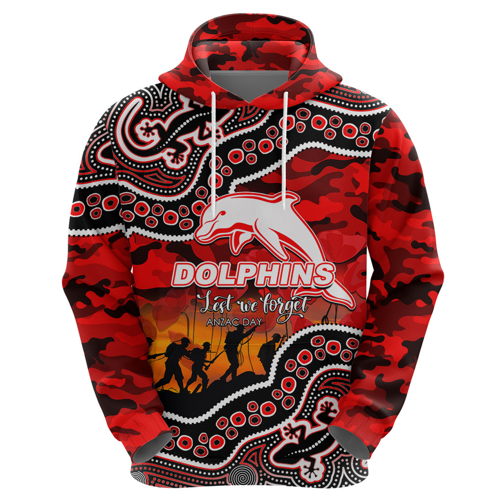(Custom Personalised) Anzac Day NRL - Dolphins Hoodie Aboriginal Lizard Patterns LT6 - Vibe Hoodie Shop