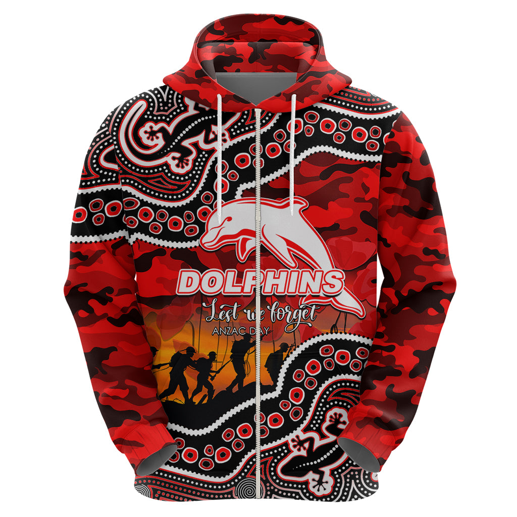 (Custom Personalised) Anzac Day NRL - Dolphins Hoodie Aboriginal Lizard Patterns LT6 - Vibe Hoodie Shop