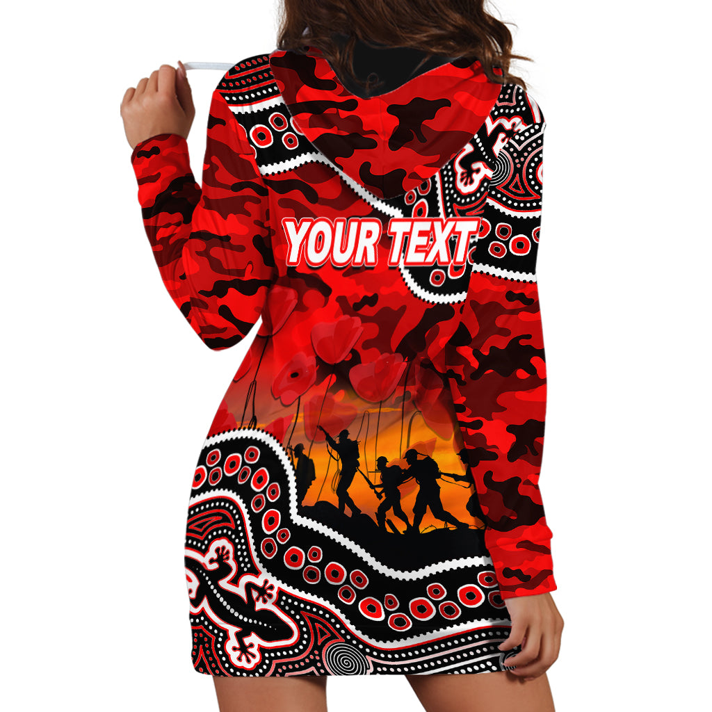 (Custom Personalised) Anzac Day NRL - Dolphins Hoodie Dress Aboriginal Lizard Patterns - Vibe Hoodie Shop