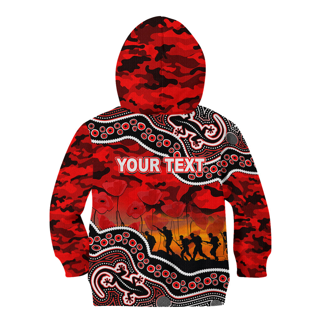 (Custom Personalised) Anzac Day NRL - Dolphins Kid Hoodie Aboriginal Lizard Patterns - Vibe Hoodie Shop