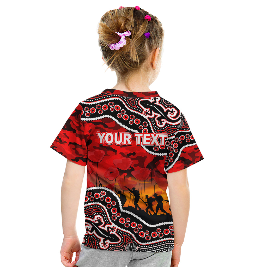 (Custom Personalised) Anzac Day NRL - Dolphins Kid T Shirt Aboriginal Lizard Patterns - Vibe Hoodie Shop