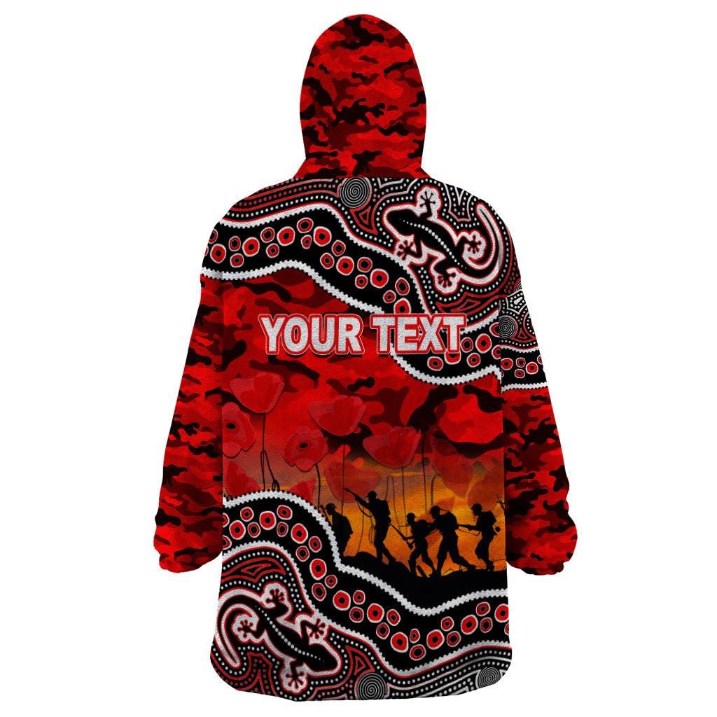 (Custom Personalised) Anzac Day NRL - Dolphins Wearable Blanket Hoodie Aboriginal Lizard Patterns - Vibe Hoodie Shop