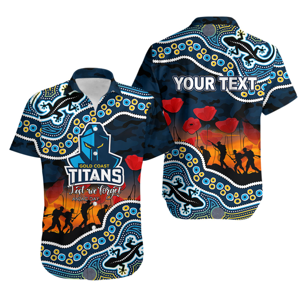 (Custom Personalised) Anzac Day NRL - Titans Hawaiian Shirt Aboriginal Lizard Patterns - Vibe Hoodie Shop