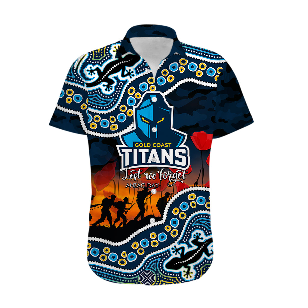 (Custom Personalised) Anzac Day NRL - Titans Hawaiian Shirt Aboriginal Lizard Patterns - Vibe Hoodie Shop