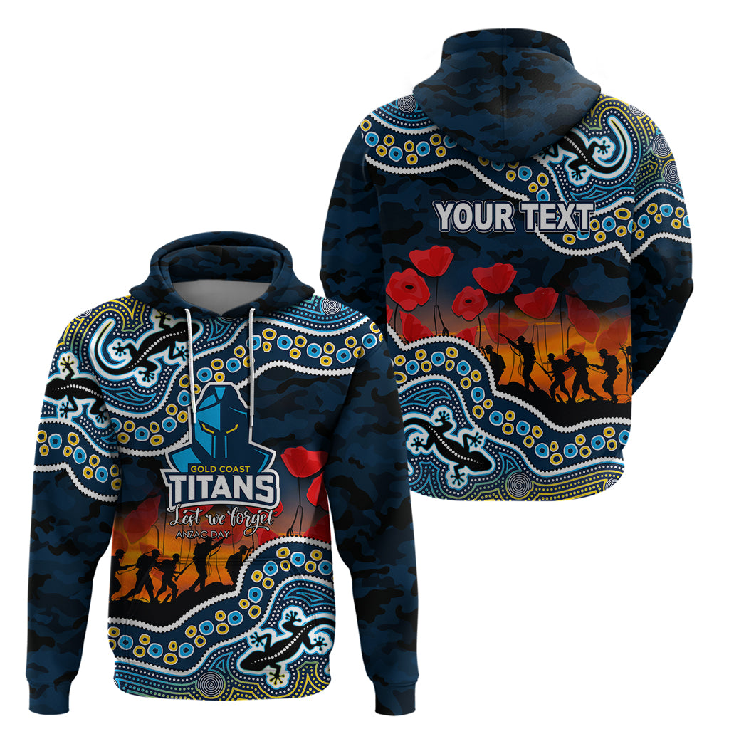(Custom Personalised) Anzac Day NRL - Titans Hoodie Aboriginal Lizard Patterns LT6 - Vibe Hoodie Shop