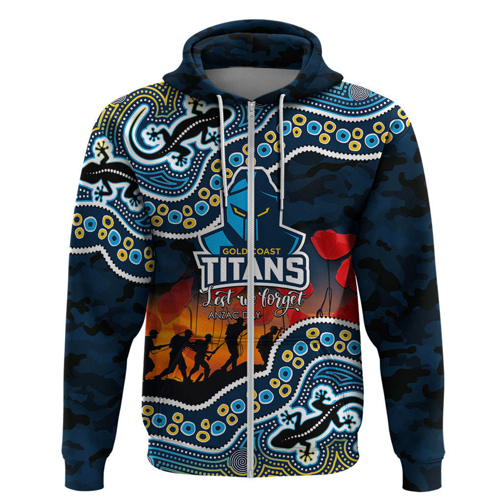 (Custom Personalised) Anzac Day NRL - Titans Hoodie Aboriginal Lizard Patterns LT6 - Vibe Hoodie Shop
