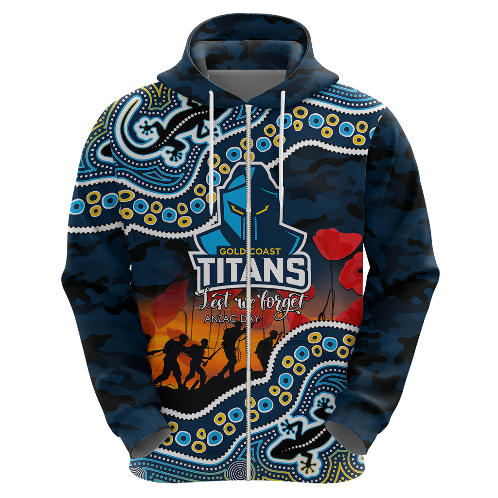 (Custom Personalised) Anzac Day NRL - Titans Hoodie Aboriginal Lizard Patterns LT6 - Vibe Hoodie Shop