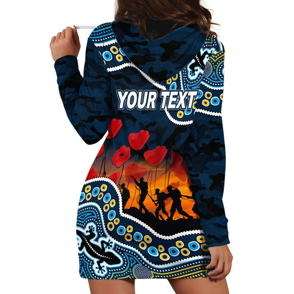 (Custom Personalised) Anzac Day NRL - Titans Hoodie Dress Aboriginal Lizard Patterns - Vibe Hoodie Shop