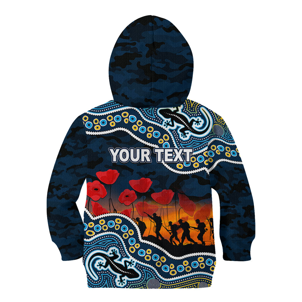 (Custom Personalised) Anzac Day NRL - Titans Kid Hoodie Aboriginal Lizard Patterns - Vibe Hoodie Shop