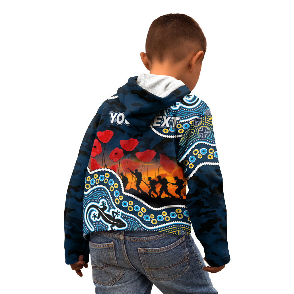 (Custom Personalised) Anzac Day NRL - Titans Kid Hoodie Aboriginal Lizard Patterns - Vibe Hoodie Shop