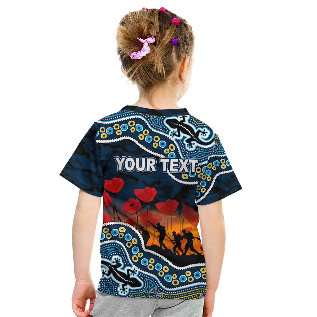 (Custom Personalised) Anzac Day NRL - Titans Kid T Shirt Aboriginal Lizard Patterns - Vibe Hoodie Shop