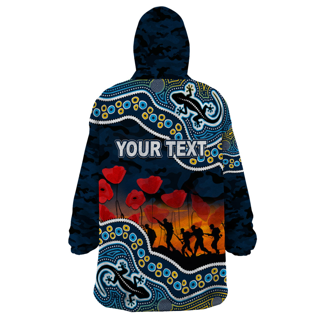 (Custom Personalised) Anzac Day NRL - Titans Wearable Blanket Hoodie Aboriginal Lizard Patterns - Vibe Hoodie Shop