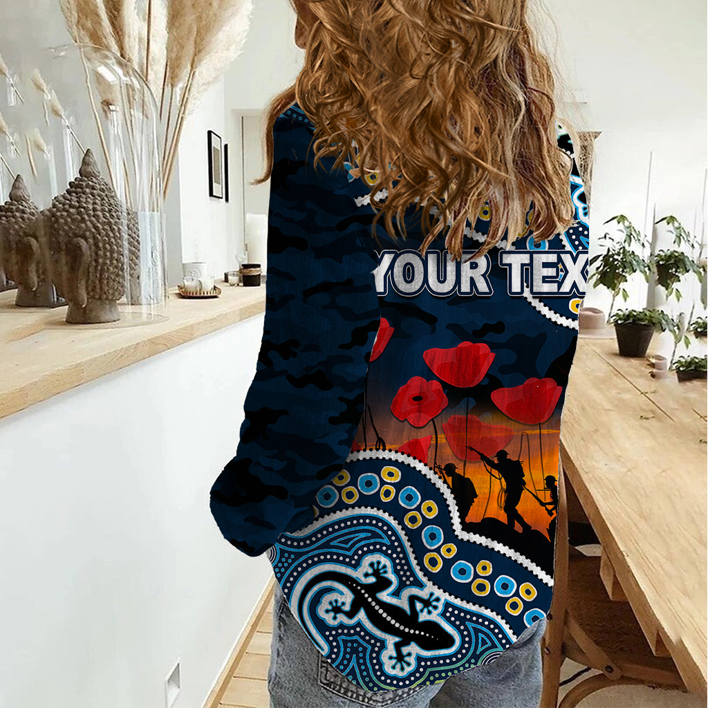 (Custom Personalised) Anzac Day NRL - Titans Women Casual Shirt Aboriginal Lizard Patterns - Vibe Hoodie Shop