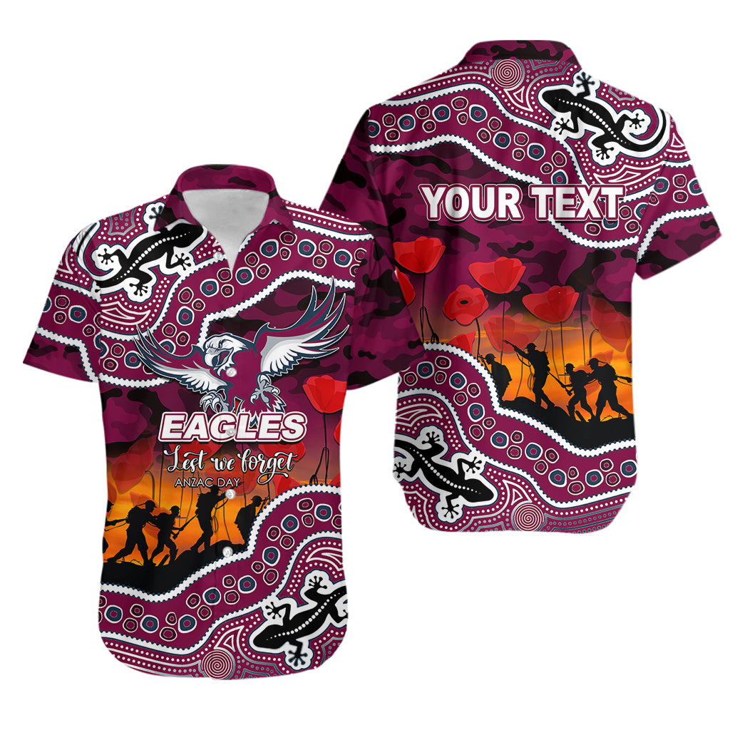 (Custom Personalised) Anzac Day NRL - Sea Eagles Hawaiian Shirt Aboriginal Lizard Patterns - Vibe Hoodie Shop