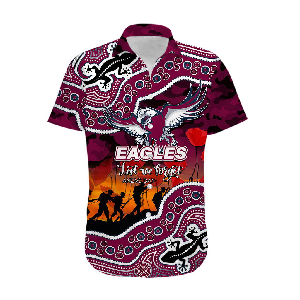 (Custom Personalised) Anzac Day NRL - Sea Eagles Hawaiian Shirt Aboriginal Lizard Patterns - Vibe Hoodie Shop