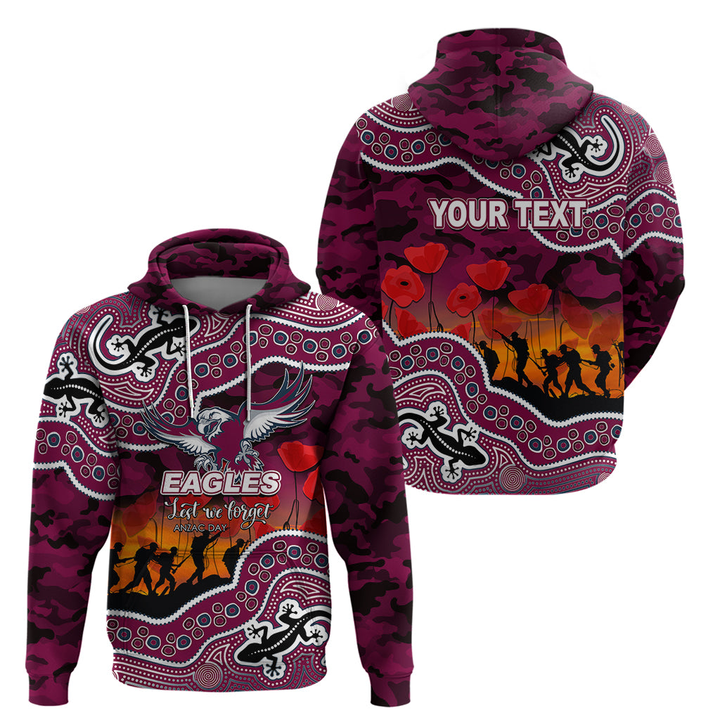 (Custom Personalised) Anzac Day NRL - Sea Eagles Hoodie Aboriginal Lizard Patterns LT6 - Vibe Hoodie Shop