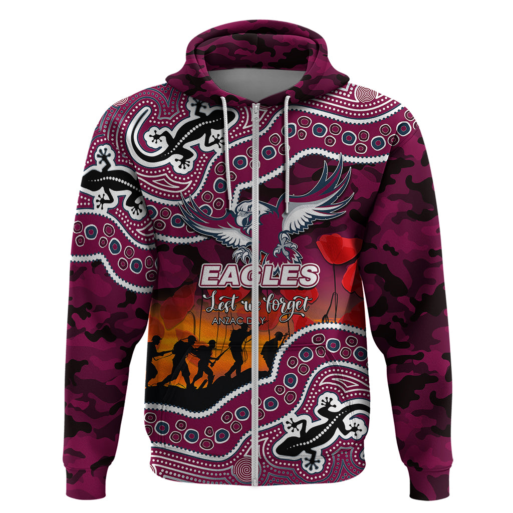 (Custom Personalised) Anzac Day NRL - Sea Eagles Hoodie Aboriginal Lizard Patterns LT6 - Vibe Hoodie Shop